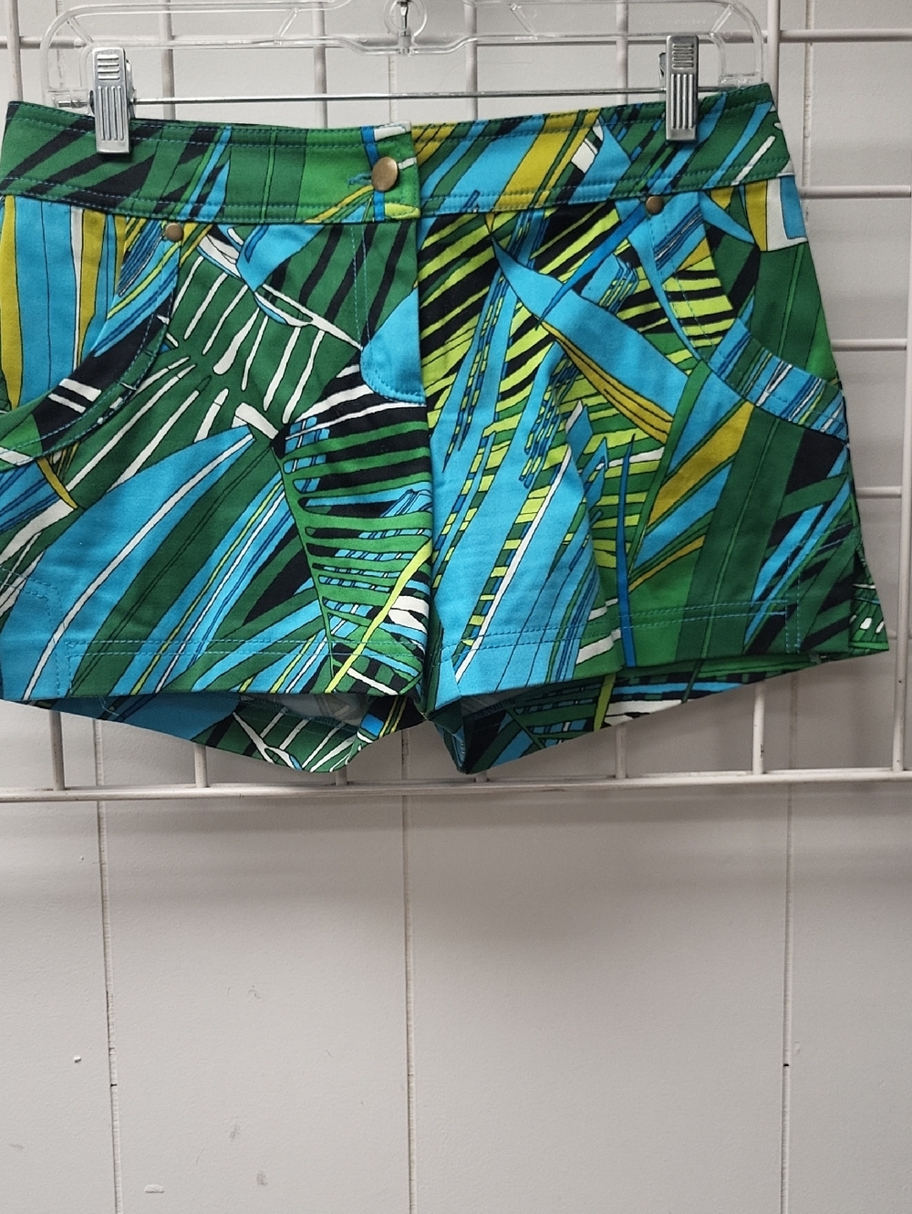 CACHE Green & Teal Printed  Shorts, SIZE 0
